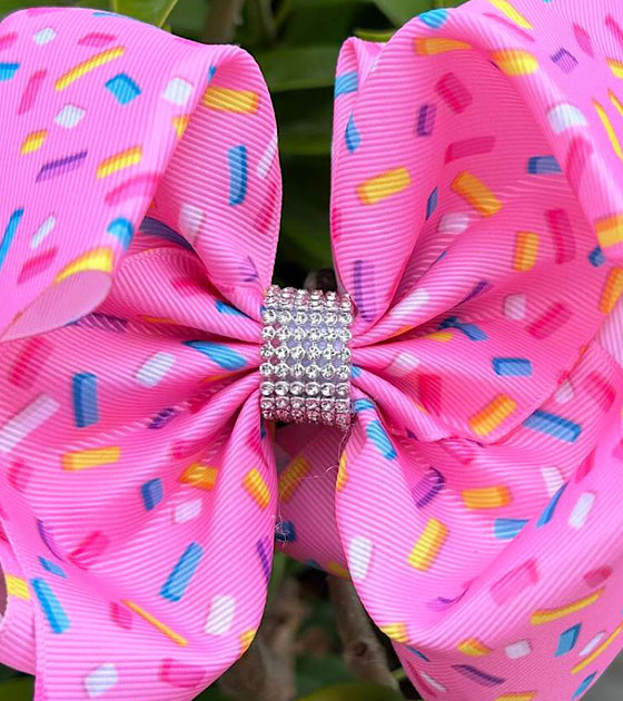 Cake Sprinkles printed double layer hair bows. 4pcs/$10.00 BW-DSG-1018