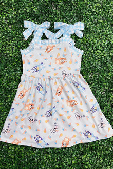  Character on blue printed dress. GSD012305-AMY