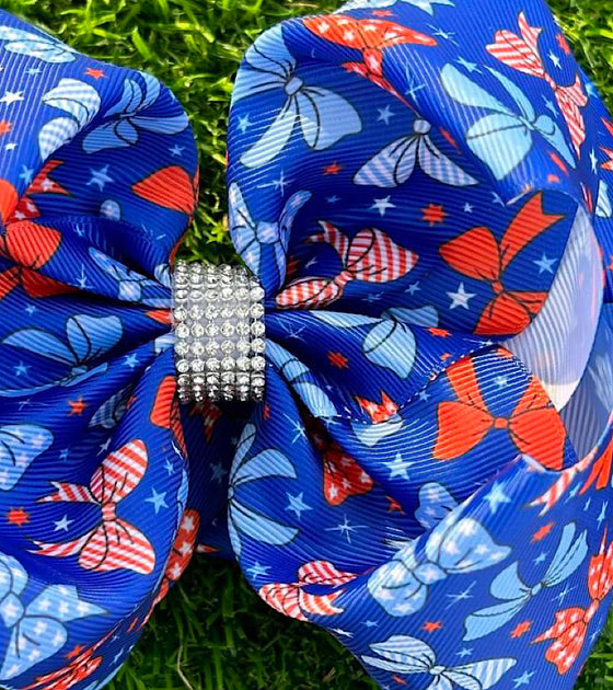 Patriotic coquette double layer hair bows. 4PCS/$10.00 BW-DSG-1029