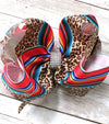 Multi-printed double layer hair bows w/rhinestones. 4PCS/$10.00