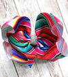 Multi-printed double layer hair bows w/rhinestones. 4PCS/$10.00