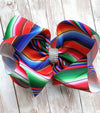 Multi-printed double layer hair bows w/rhinestones. 4PCS/$10.00