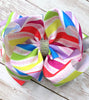 Multi-printed double layer hair bows w/rhinestones. 4PCS/$10.00