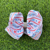 6.5" Patriotic ditsy flower & coquette bow printed.  4pcs/$10.00 BW-DSG-5102
