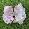 Strawberry, cherry heart, floral & other multi patch printed double layer hair bows. 4pcs/$10.00 BW-DSG-5093
