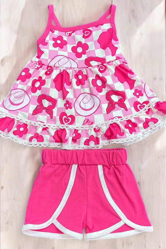 Fuchsia Character printed short set. GSSO041003-AMY