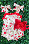 Strawberry printed baby romper. SR012301-NAY