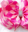 Checkered double layer hair bows. 6.5" 4pcs/$10.00 BW-DSG-1007.