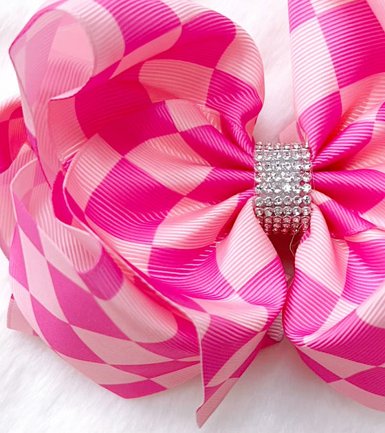 Checkered double layer hair bows. 6.5" 4pcs/$10.00 BW-DSG-1007.