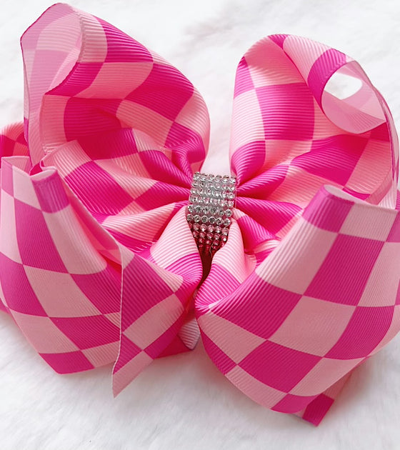 Checkered double layer hair bows. 6.5" 4pcs/$10.00 BW-DSG-1007.