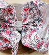 Floral on white double layer hair bows. 4PCS/$10.00 BW-DSG-B6