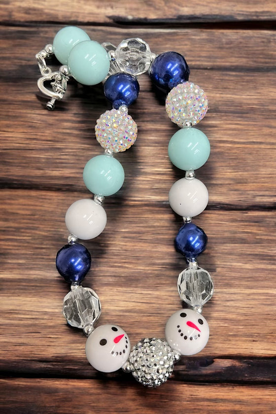 Lt.blue,white,navy blue bubble necklace. (3pcs/$12.00) ACG50133008 S