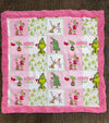 32 inch X 32 inch- Pink Christmas printed baby blanket.