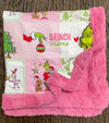 32 inch X 32 inch- Pink Christmas printed baby blanket.