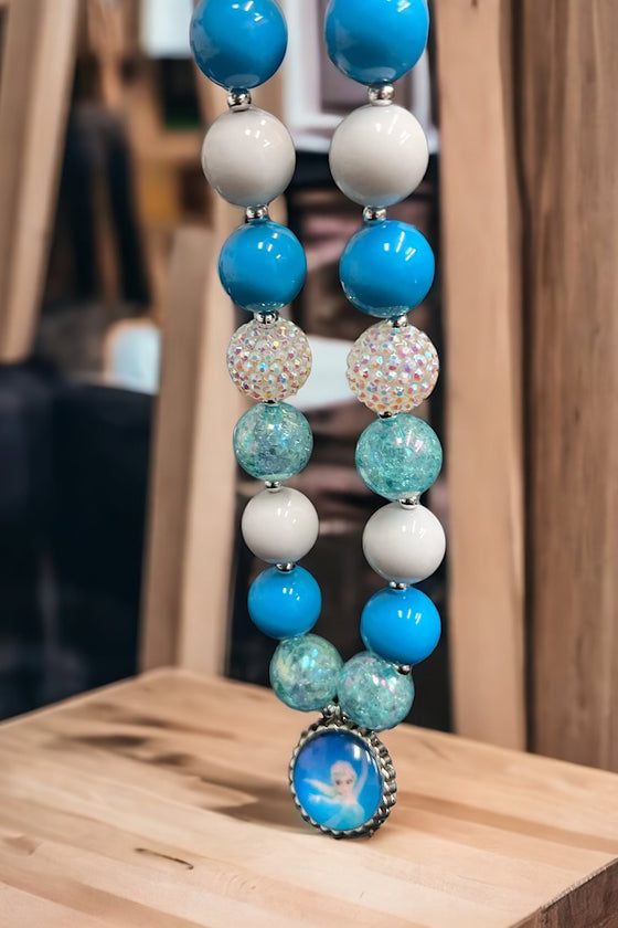 White & turquoise bubble necklace w/pendant. (3pcs/$15.00) ACG50133005 S