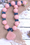 Pink & navy bubble necklace w/ seashell pendant. (3pcs/$15.00) ACG50153025 S