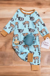 Multi-cow printed infant baby romper with zipper. LR051102-loi