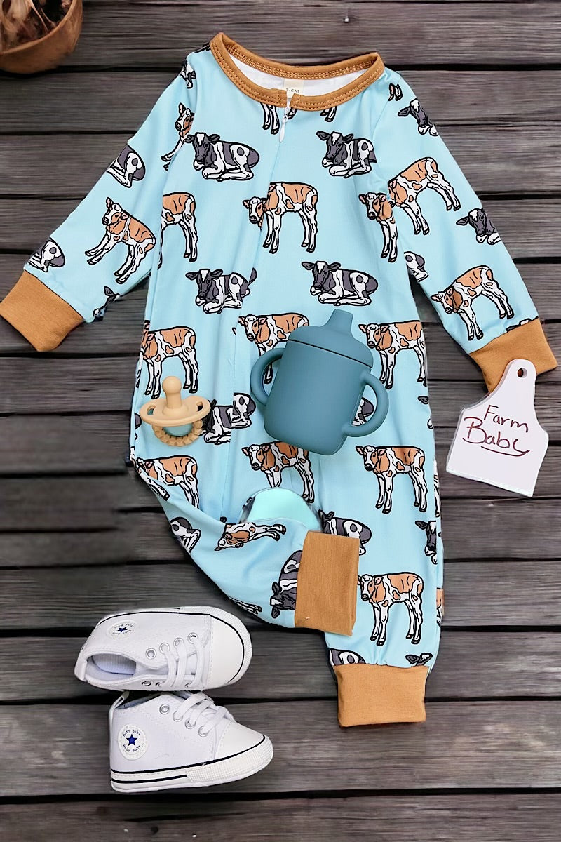 Multi-cow printed infant baby romper with zipper. LR051102-loi ...