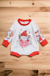 Gnome printed baby romper w/ ginger cookie printed sleeves. LR040519-