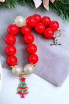 Red & pearl tone bubble necklace w/tree pendant. (3pcs/$15.00) ACG50153011 S