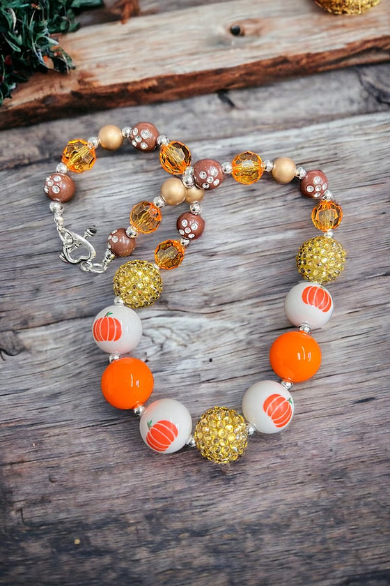Pumpkin printed bubble necklace. (3pcs/$12.00) ACG45143002 S