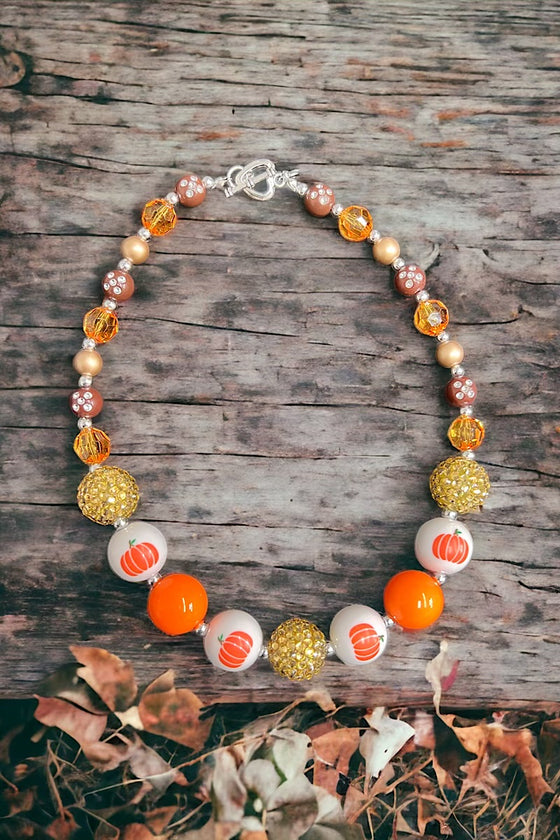 Pumpkin printed bubble necklace. (3pcs/$12.00) ACG45143002 S