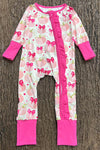 Pumpkin printed girls baby romper. LR0505-23-AMY