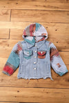 💎Aztec sleeves hoodie denim jacket for girls. TPG651522227- WENDY