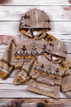 (KIDS) Teal/Brown aztec printed pullover. TPG65113043-SOL