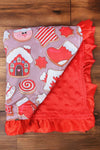 Sweet Christmas printed baby blanket w/ruffle hem. (35"by35")BKG50133001 S