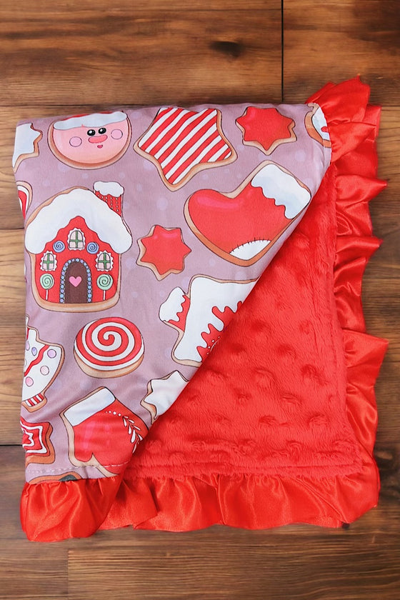 Sweet Christmas printed baby blanket w/ruffle hem. (35"by35")BKG50133001 S