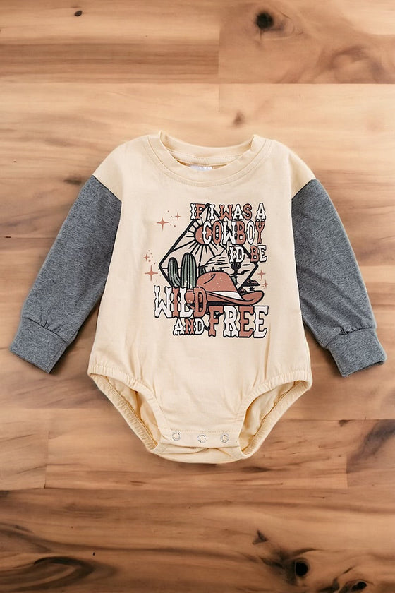 If I was a cowboy Id be wild & free" infant graphic baby onesie. RPB65143013 SOL