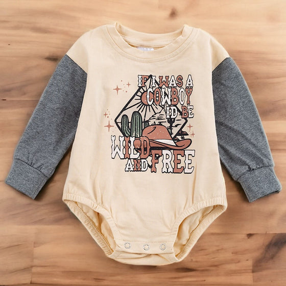 If I was a cowboy Id be wild & free" infant graphic baby onesie. RPB65143013 SOL