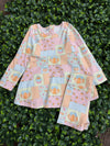 Patchwork  printed Active wear dress with undershorts. GLD0505-14-AMY