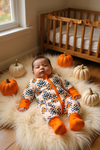 Cow tag boys baby romper/ Halloween-Fall. LR062402-SOL