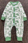 Green Duck printed baby romper with snaps. LR0425-11-MON