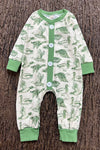 Green Duck printed baby romper with snaps. LR0425-11-MON