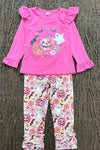 Fuchsia Halloween printed long sleeve top and printed leggings. GLP0505-17-Amy