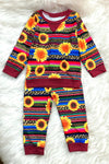 🔶Sunflower & serape printed girls pajamas set. LC-PJ-2115694-LALO