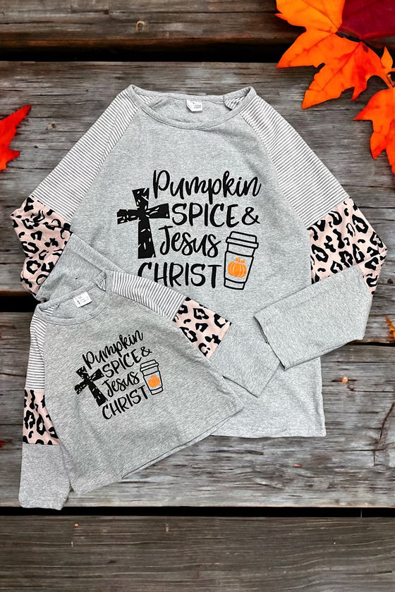 PUMPKIN SPICE & JESUS CHRIST LONG SLEEVE TOP FOR (Girls)