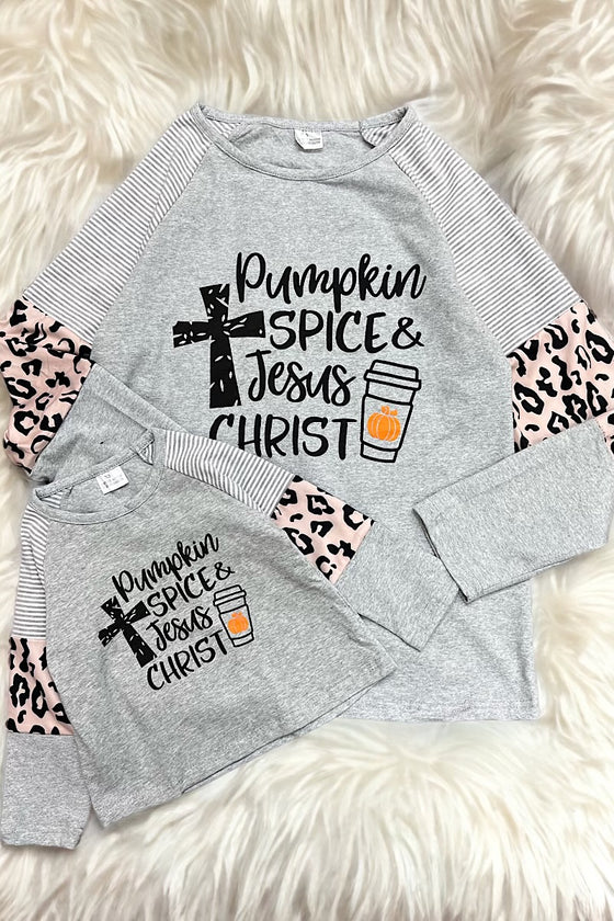 PUMPKIN SPICE & JESUS CHRIST LONG SLEEVE TOP FOR (Girls)