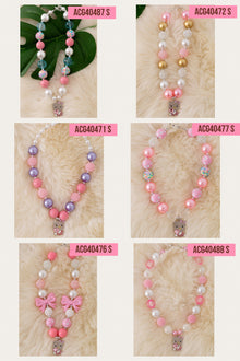  Pastel Pink bubble necklaces with kitty pendant. 3PCS/$15.00