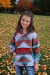 (GIRLS) Aztec printed pullover with hoodie. TPG60153001-AMY