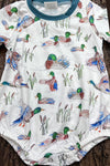 Mallard Duck printed baby bodysuit with snaps. SOL