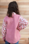 💎Pink sherpa shacket w/animal printed sleeves & pockets. TPG60153003 jeann