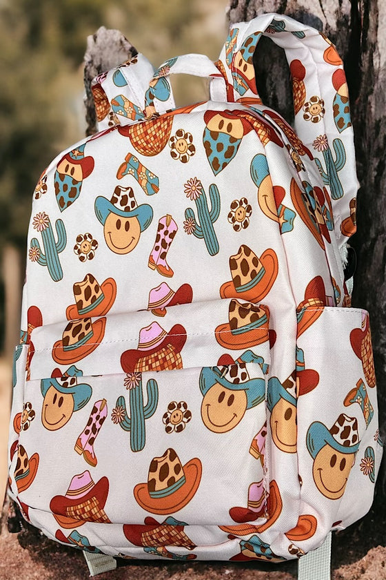 Western emoji printed Medium size backpack. BP-202323-33