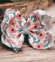  Wild soul printed double layer hair bows. (6.5"wide 4pcs/$10.00) BW-DSG-894