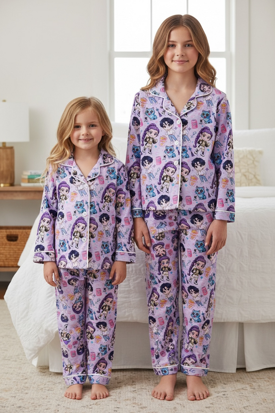 K-multi WOMEN printed character 2 piece set pajamas. PJW60011 SOL