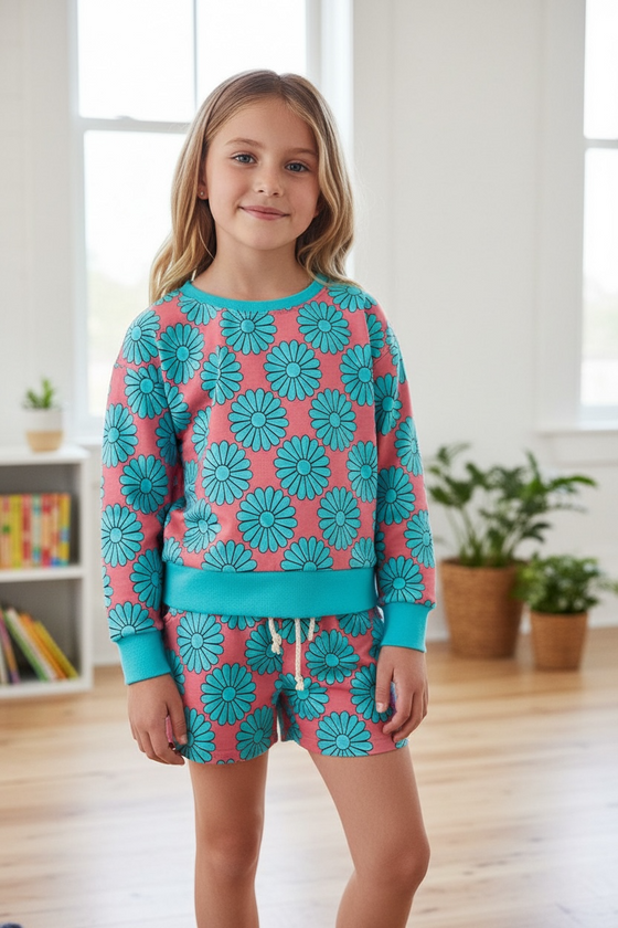 Concho printed on coral 2 piece set. OFG60359 JEAN