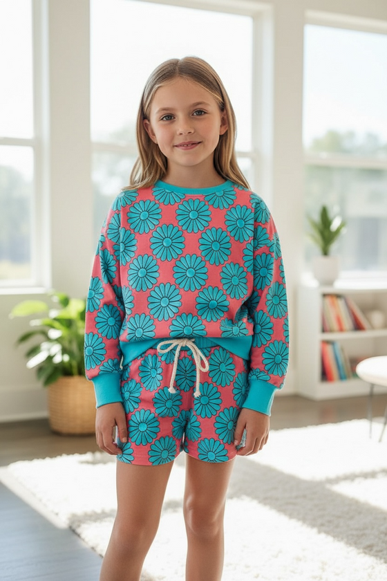 Concho printed on coral 2 piece set. OFG60359 JEAN